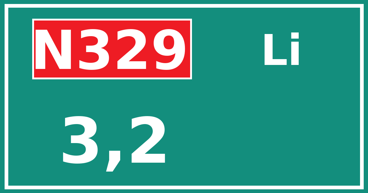 Hectometerbord N329 3,2 zijde Li