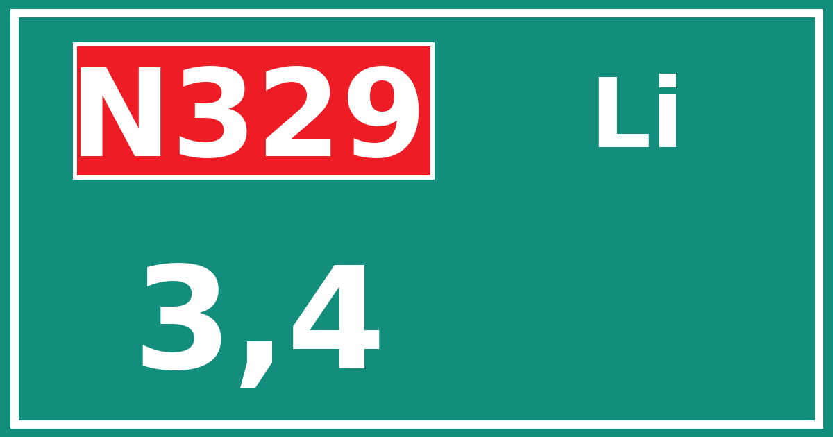 Hectometerbord N329 3,4 zijde Li