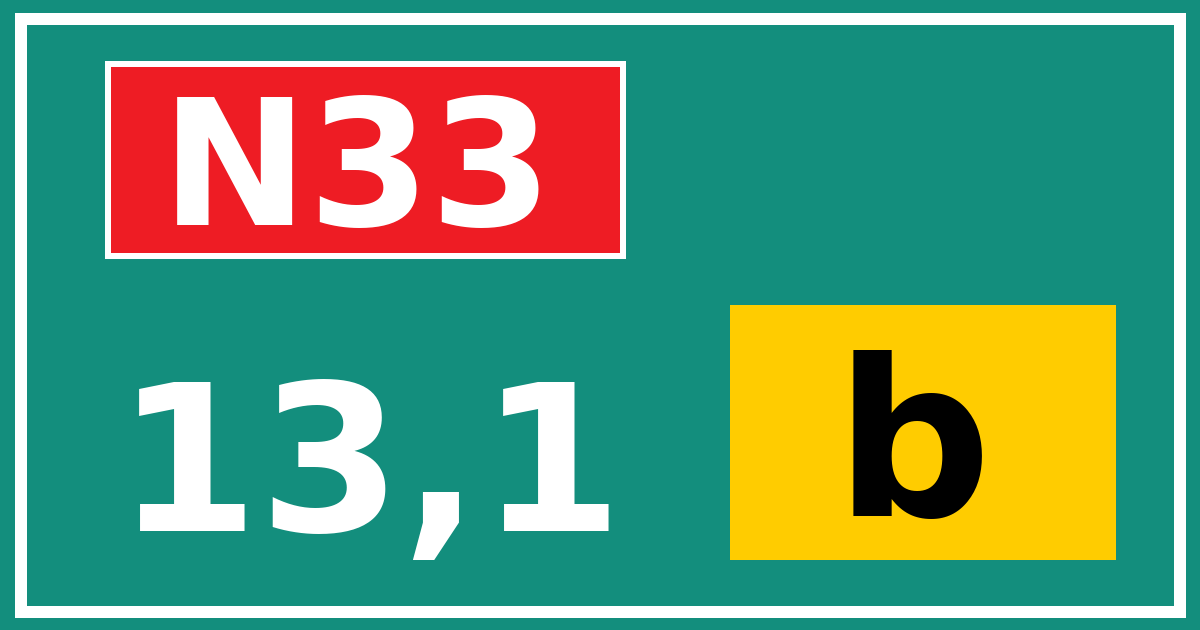 Hectometerbord N33 13,1 letter b