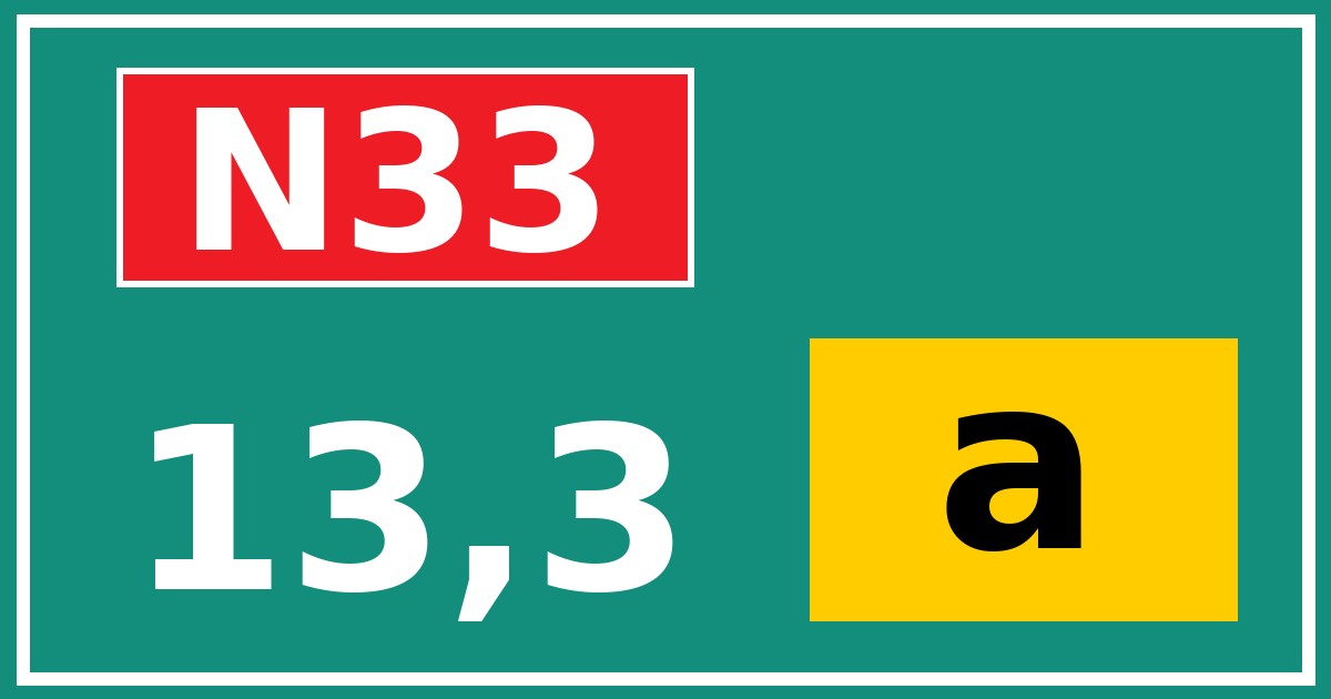 Hectometerbord N33 13,3 letter a