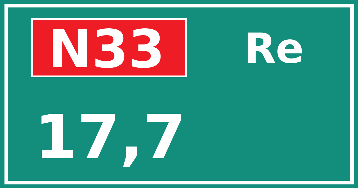 Hectometerbord N33 17,7 zijde Re