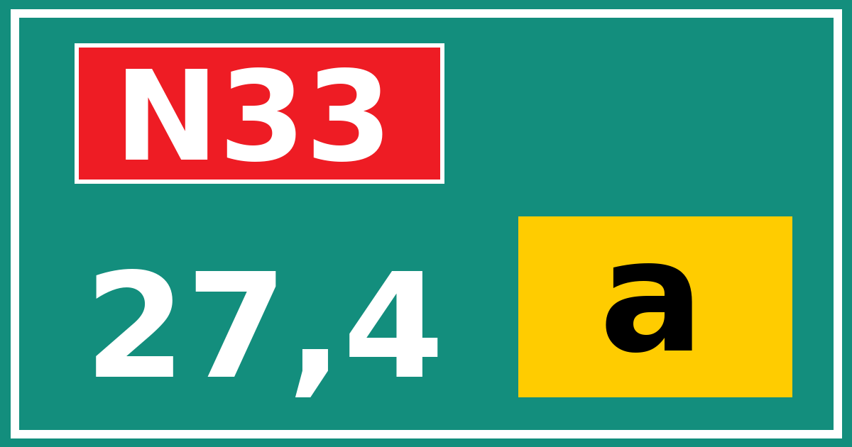 Hectometerbord N33 27,4 letter a