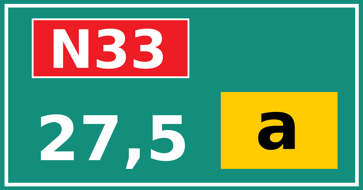 Hectometerbord N33 27,5 letter a