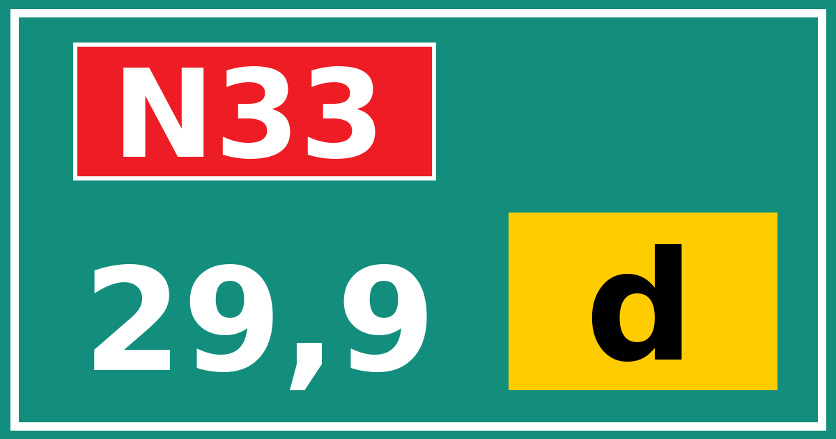 Hectometerbord N33 29,9 letter d