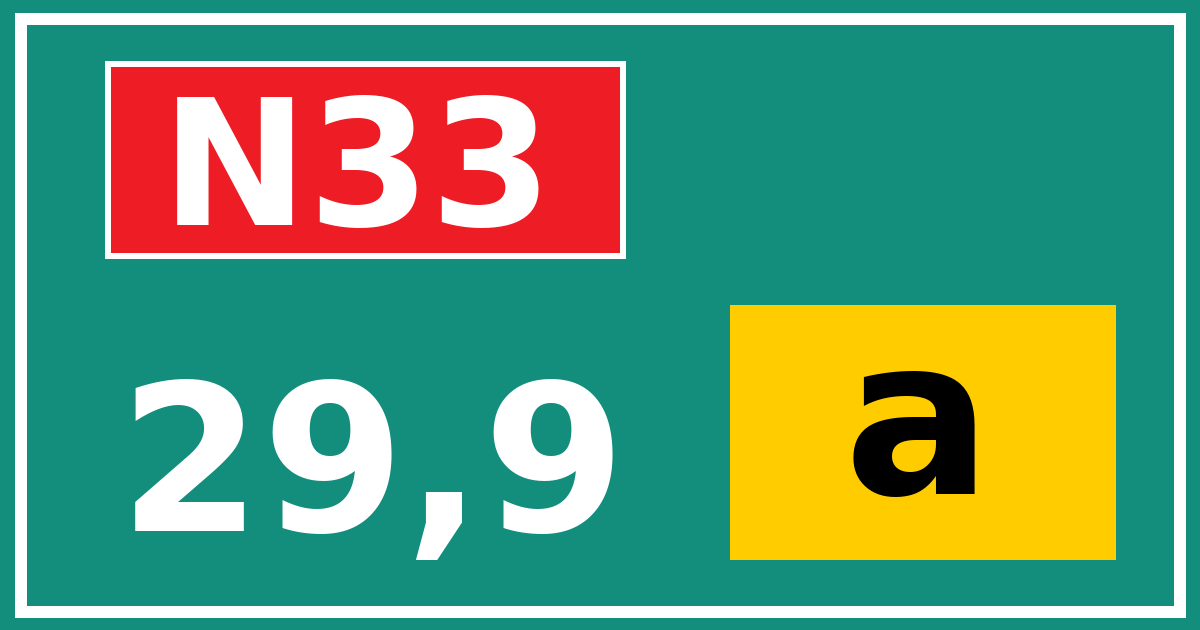 Hectometerbord N33 29,9 letter a