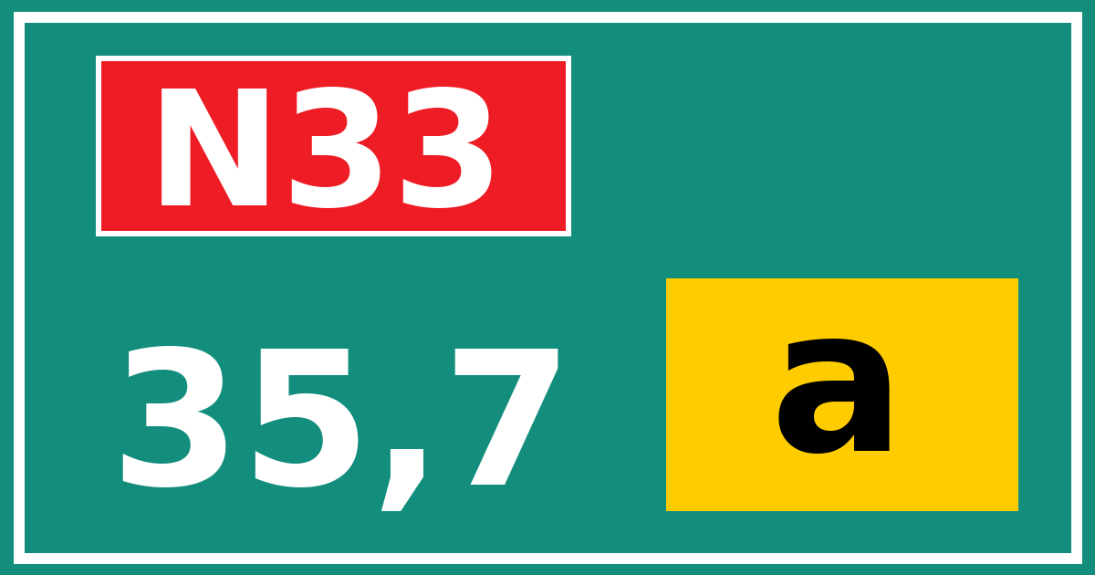 Hectometerbord N33 35,7 letter a
