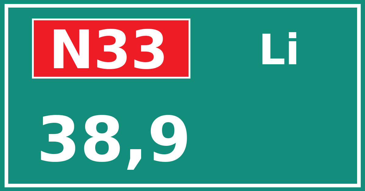 Hectometerbord N33 38,9 zijde Li