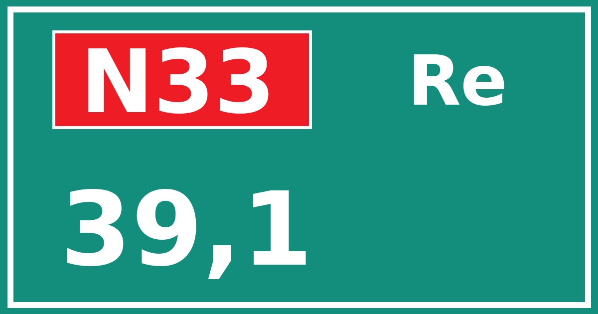 Hectometerbord N33 39,1 zijde Re