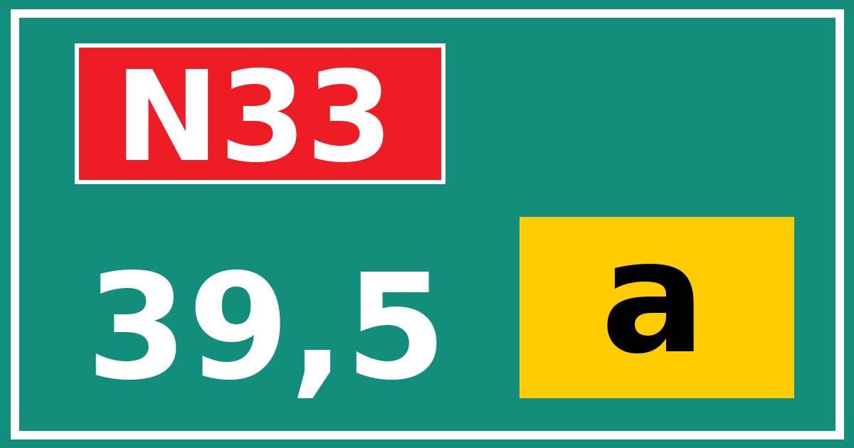 Hectometerbord N33 39,5 letter a