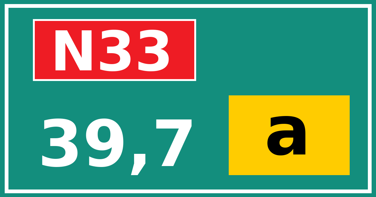 Hectometerbord N33 39,7 letter a