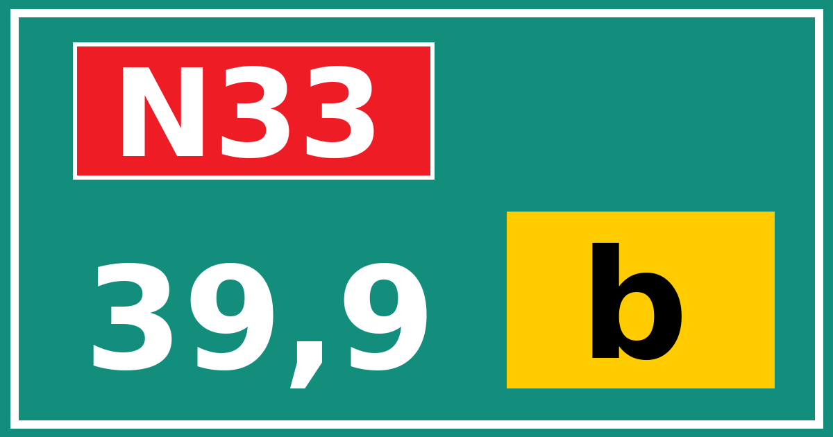 Hectometerbord N33 39,9 letter b