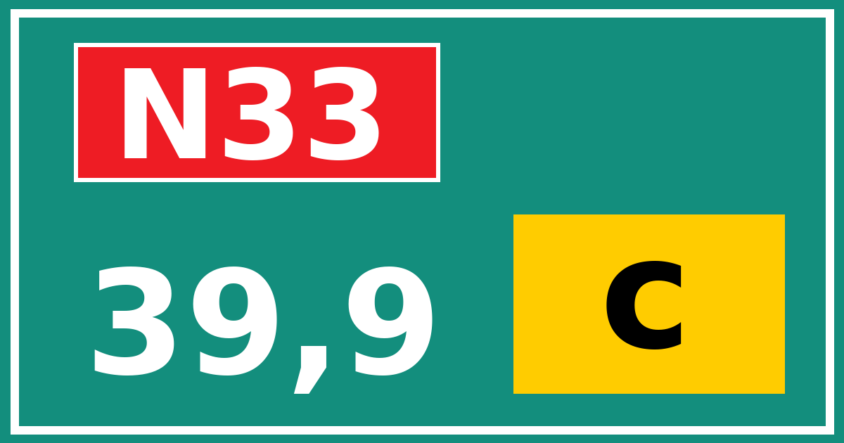 Hectometerbord N33 39,9 letter c