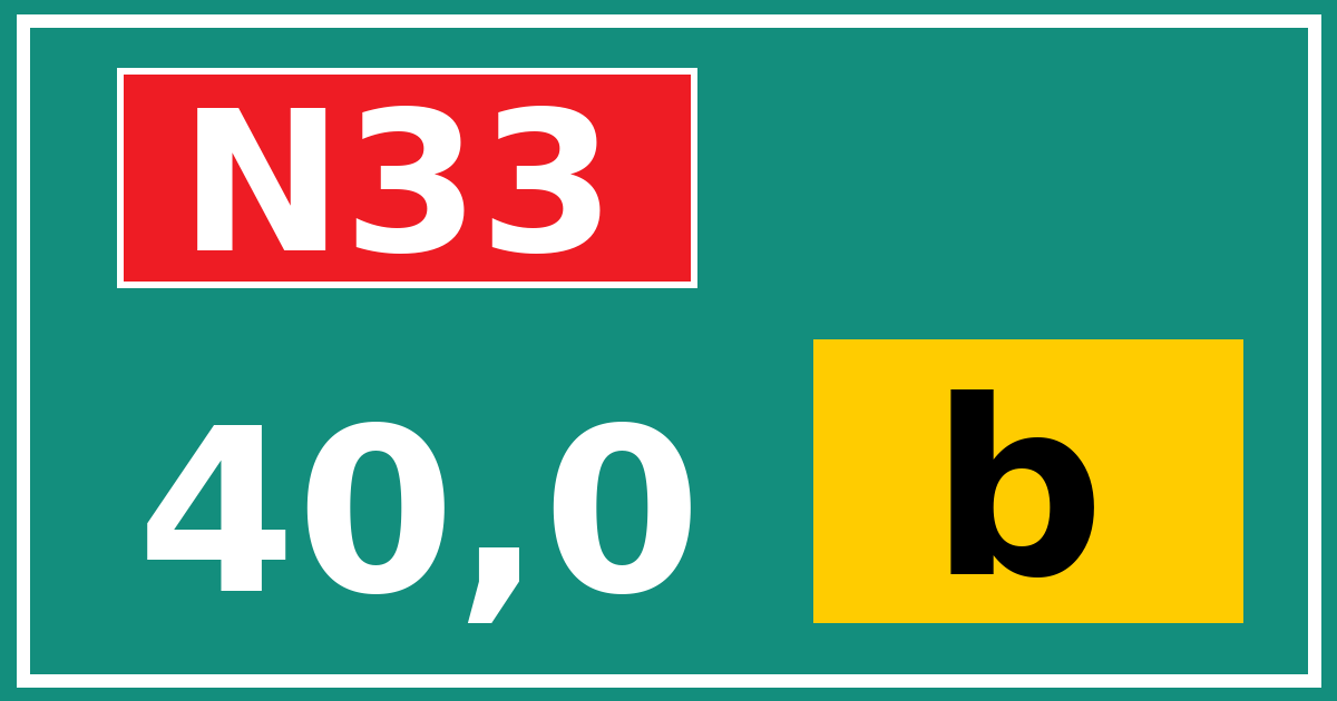 Hectometerbord N33 40,0 letter b