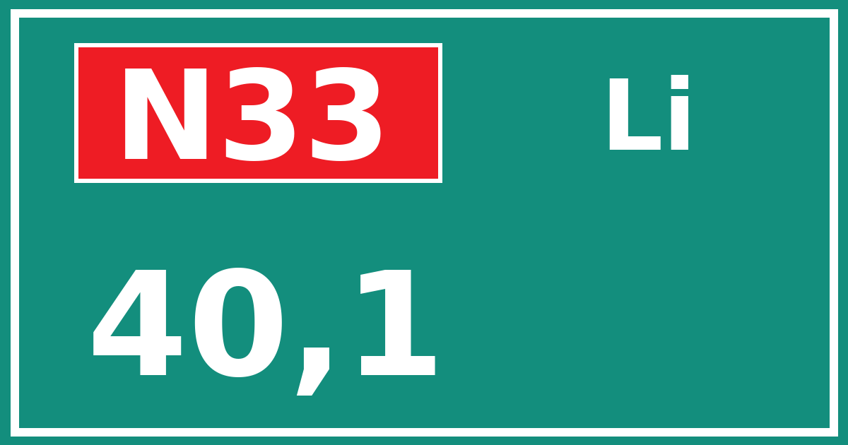 Hectometerbord N33 40,1 zijde Li