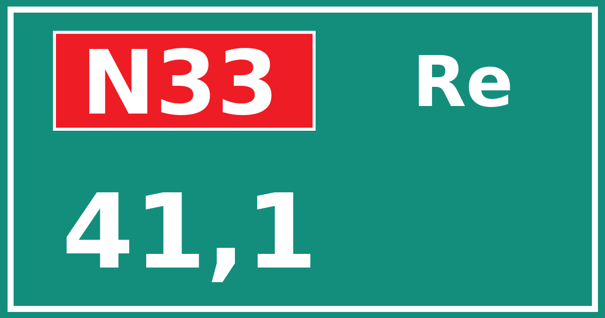 Hectometerbord N33 41,1 zijde Re