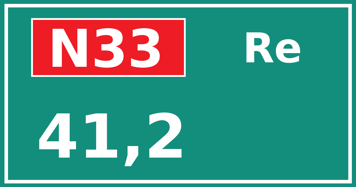 Hectometerbord N33 41,2 zijde Re
