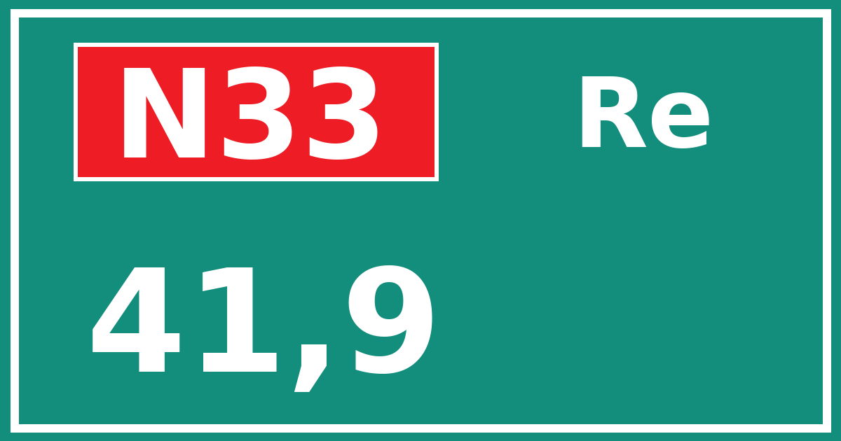 Hectometerbord N33 41,9 zijde Re