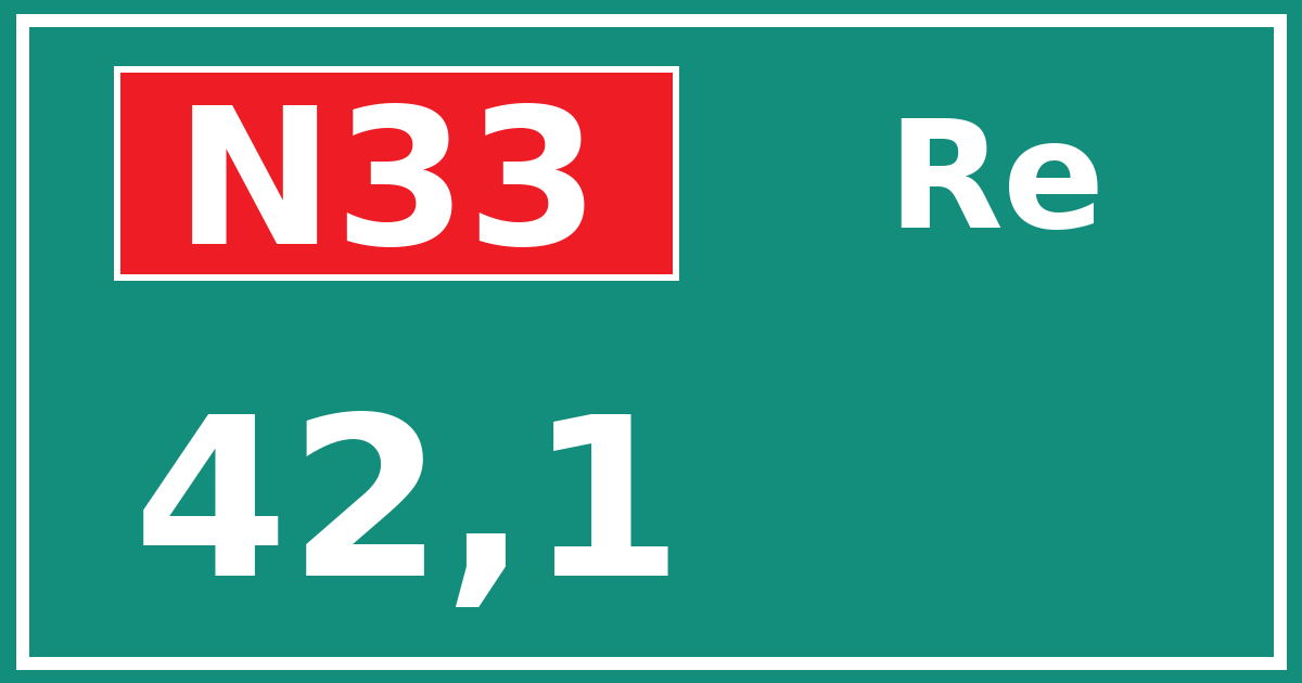 Hectometerbord N33 42,1 zijde Re
