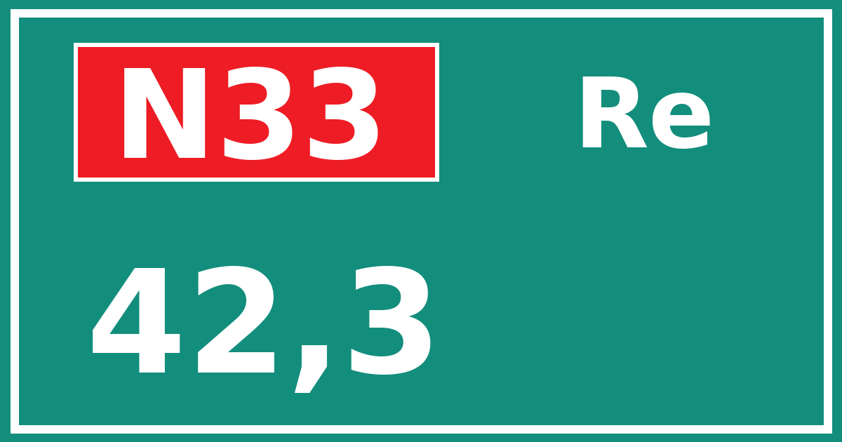 Hectometerbord N33 42,3 zijde Re