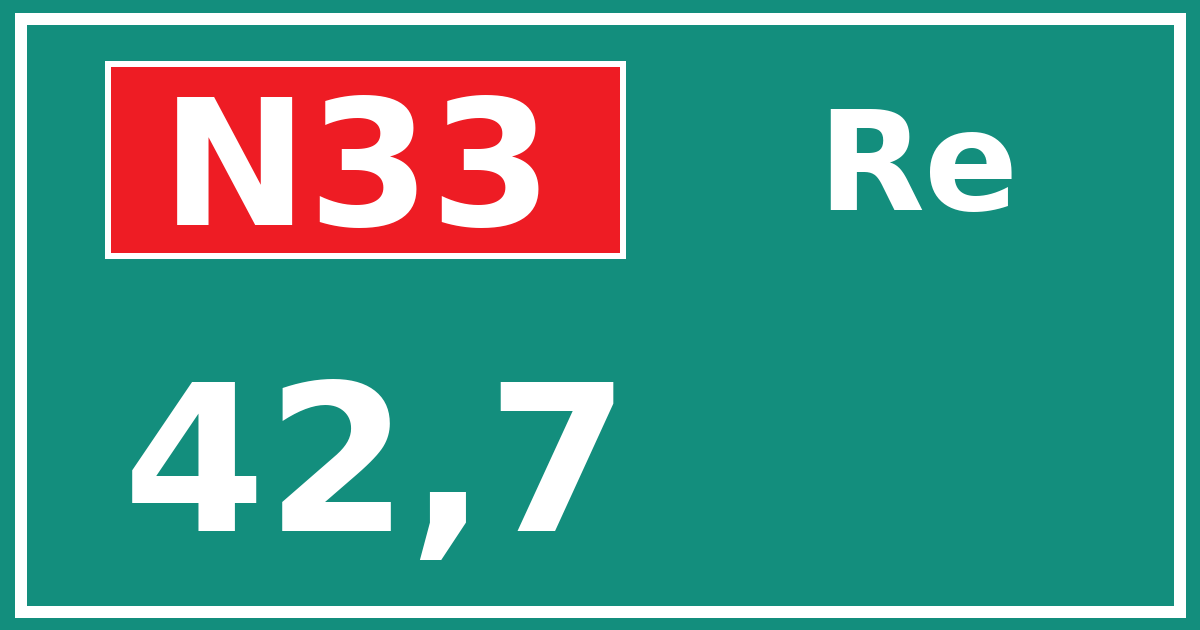 Hectometerbord N33 42,7 zijde Re