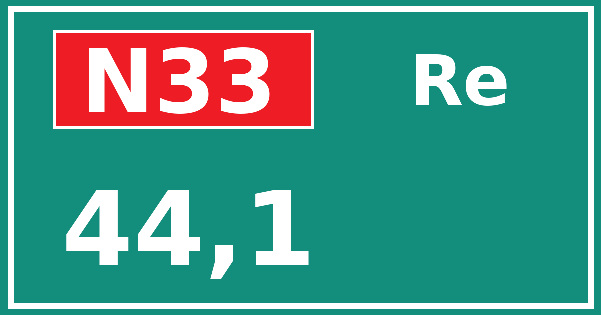 Hectometerbord N33 44,1 zijde Re