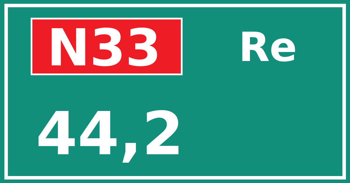 Hectometerbord N33 44,2 zijde Re