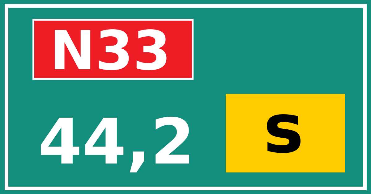 Hectometerbord N33 44,2 letter s