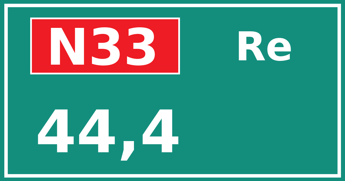Hectometerbord N33 44,4 zijde Re