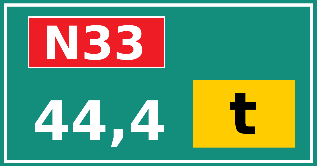 Hectometerbord N33 44,4 letter t