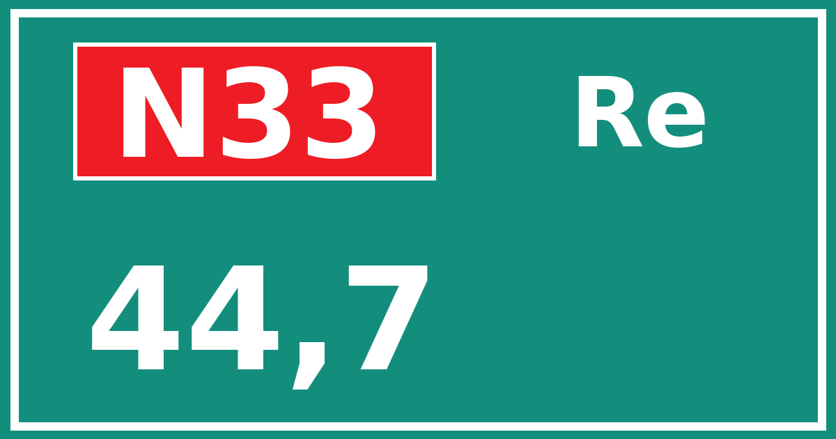 Hectometerbord N33 44,7 zijde Re