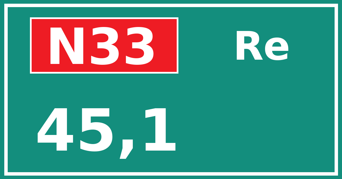 Hectometerbord N33 45,1 zijde Re