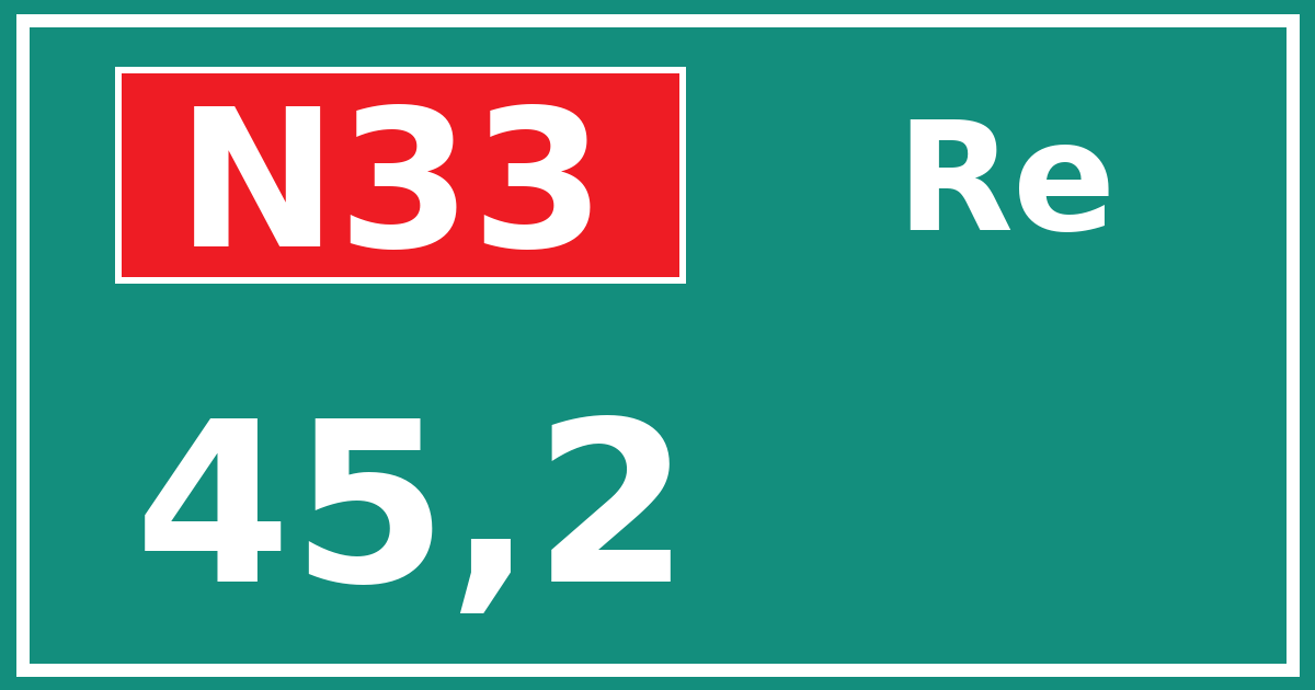 Hectometerbord N33 45,2 zijde Re