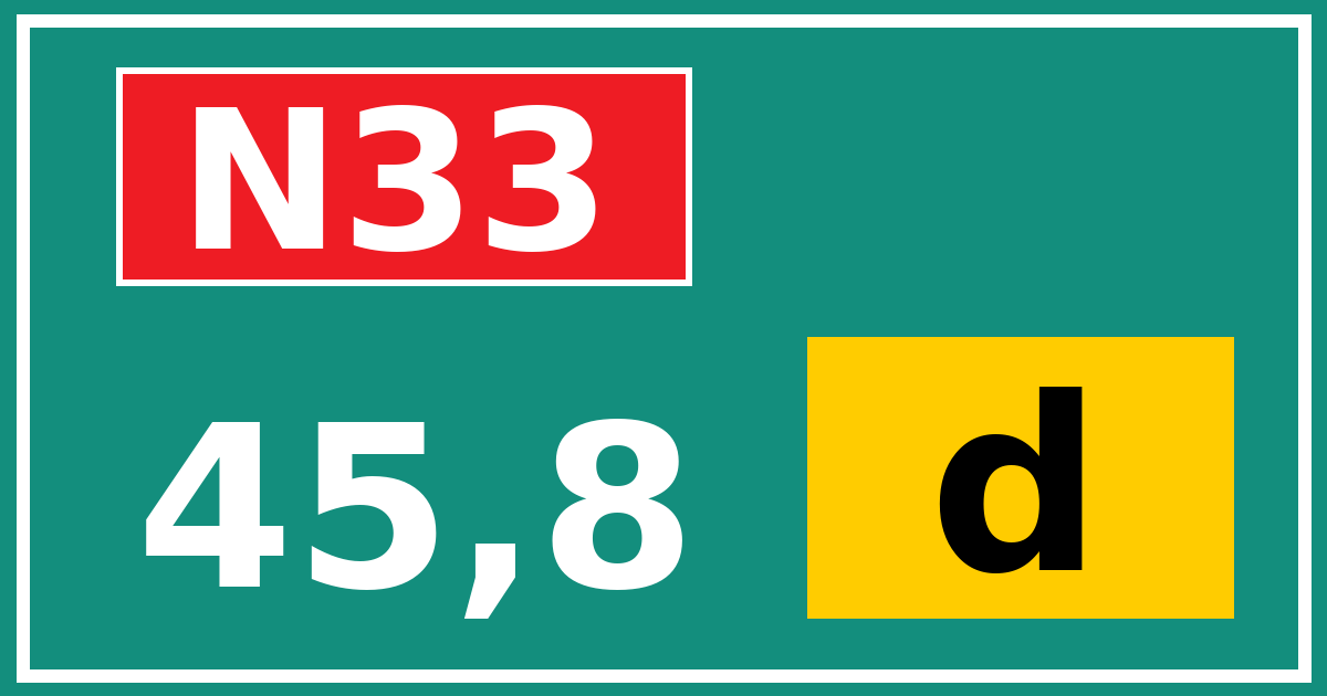 Hectometerbord N33 45,8 letter d