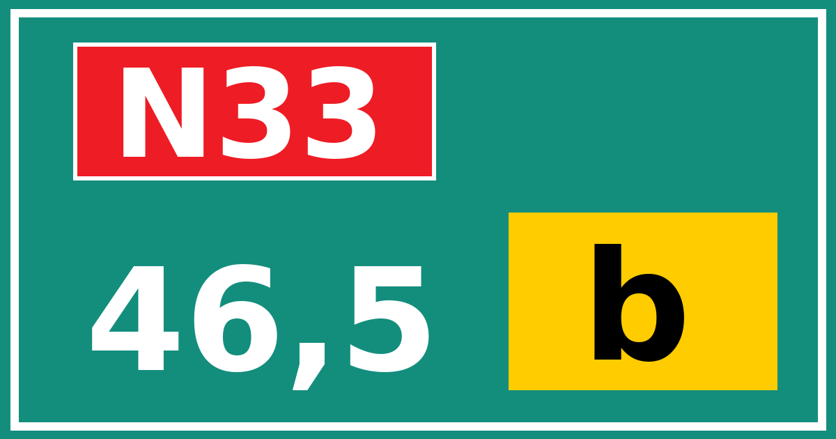 Hectometerbord N33 46,5 letter b