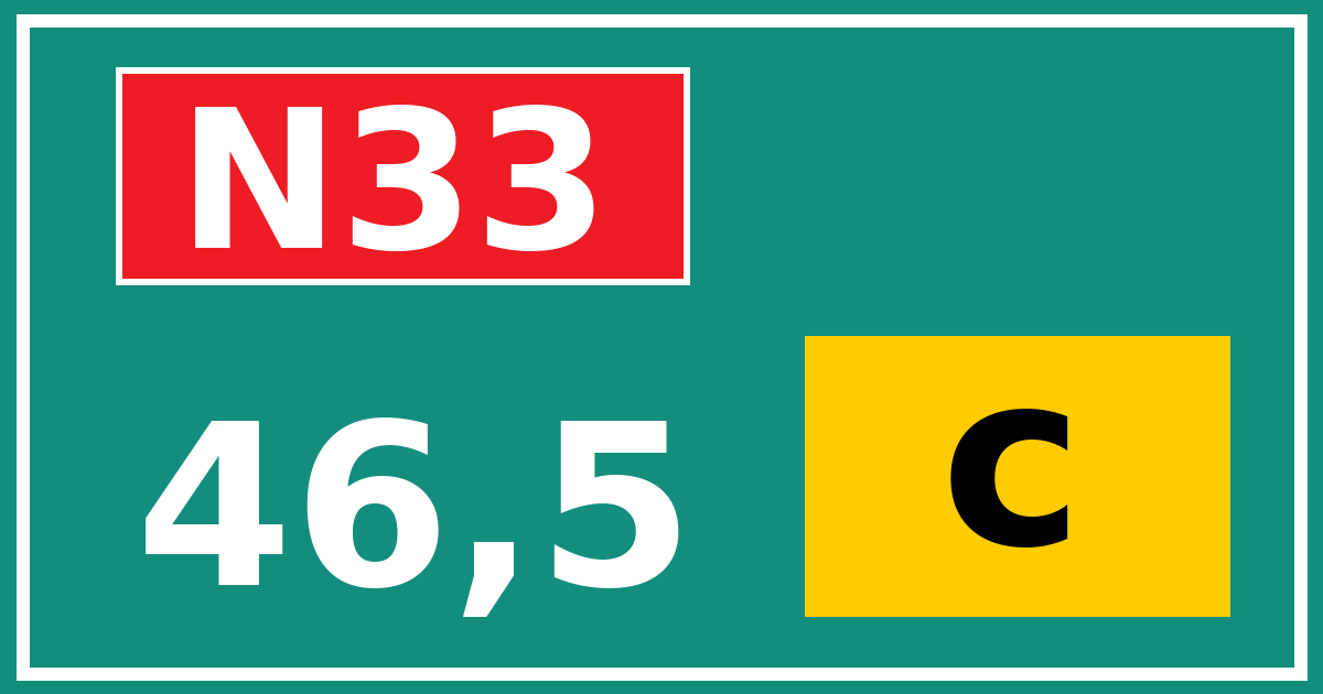 Hectometerbord N33 46,5 letter c