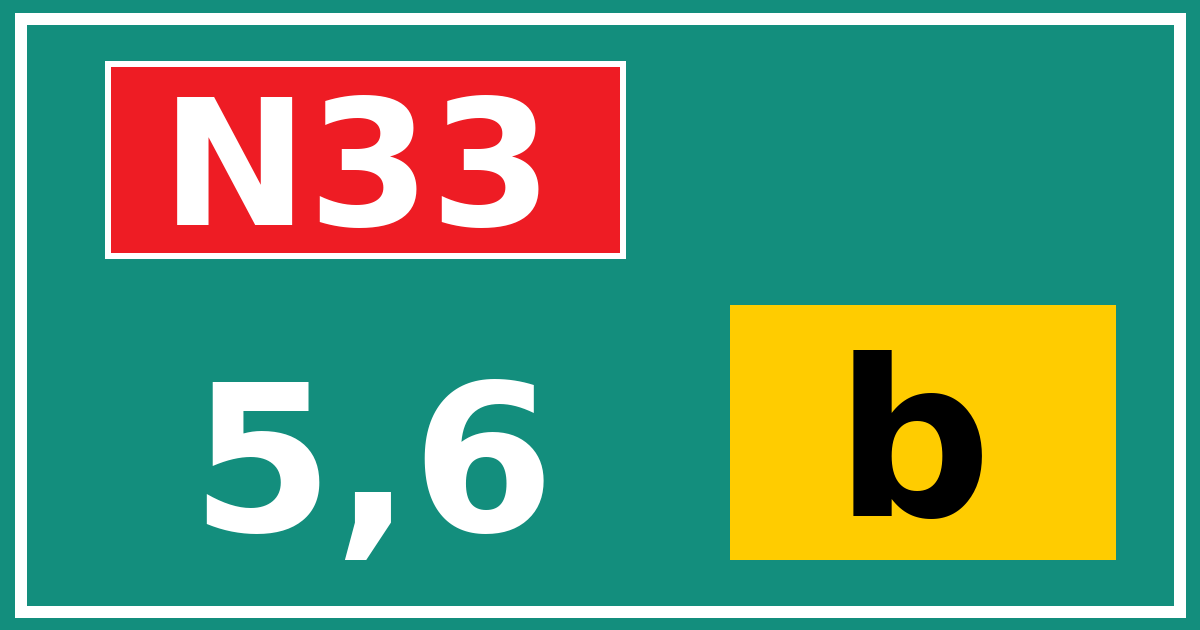 Hectometerbord N33 5,6 letter b