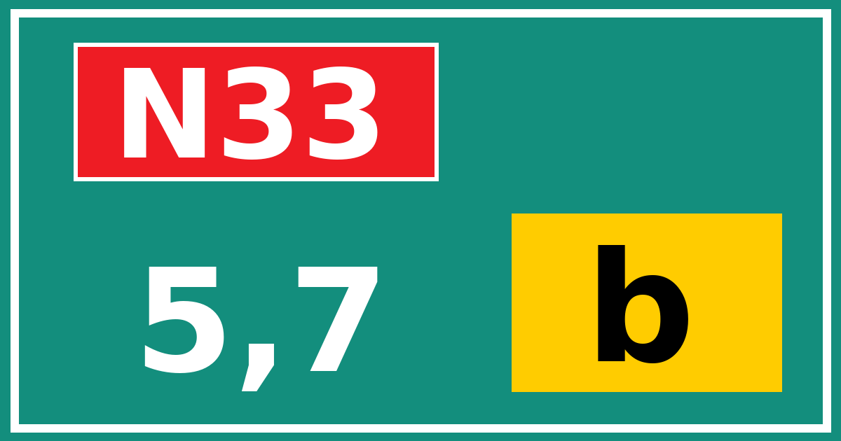 Hectometerbord N33 5,7 letter b