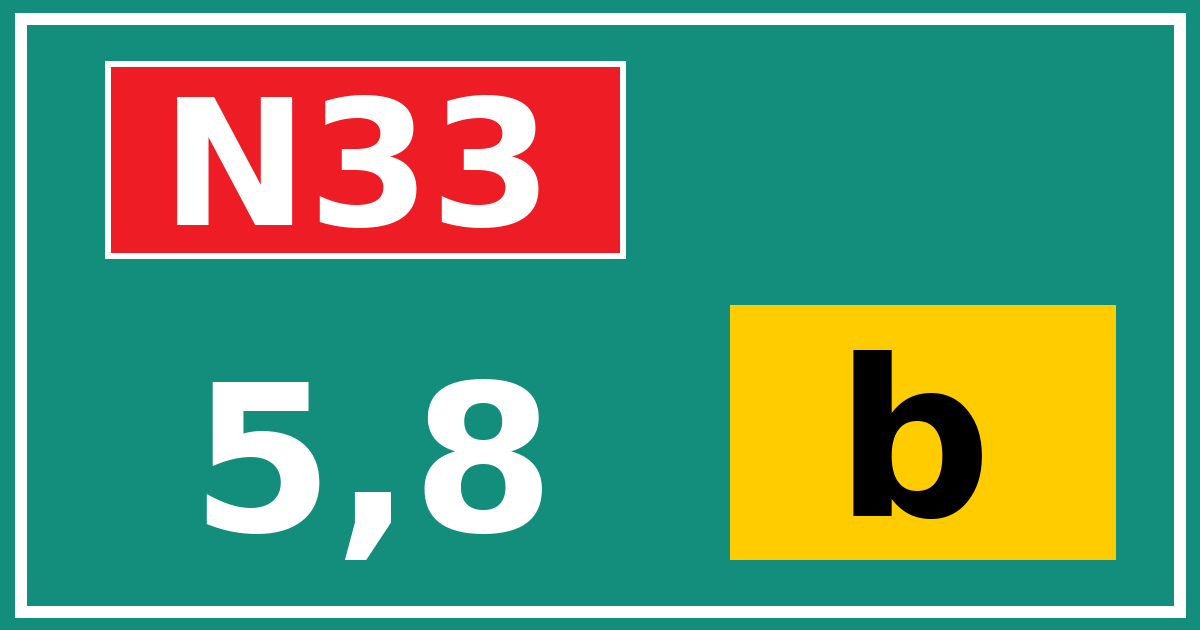 Hectometerbord N33 5,8 letter b