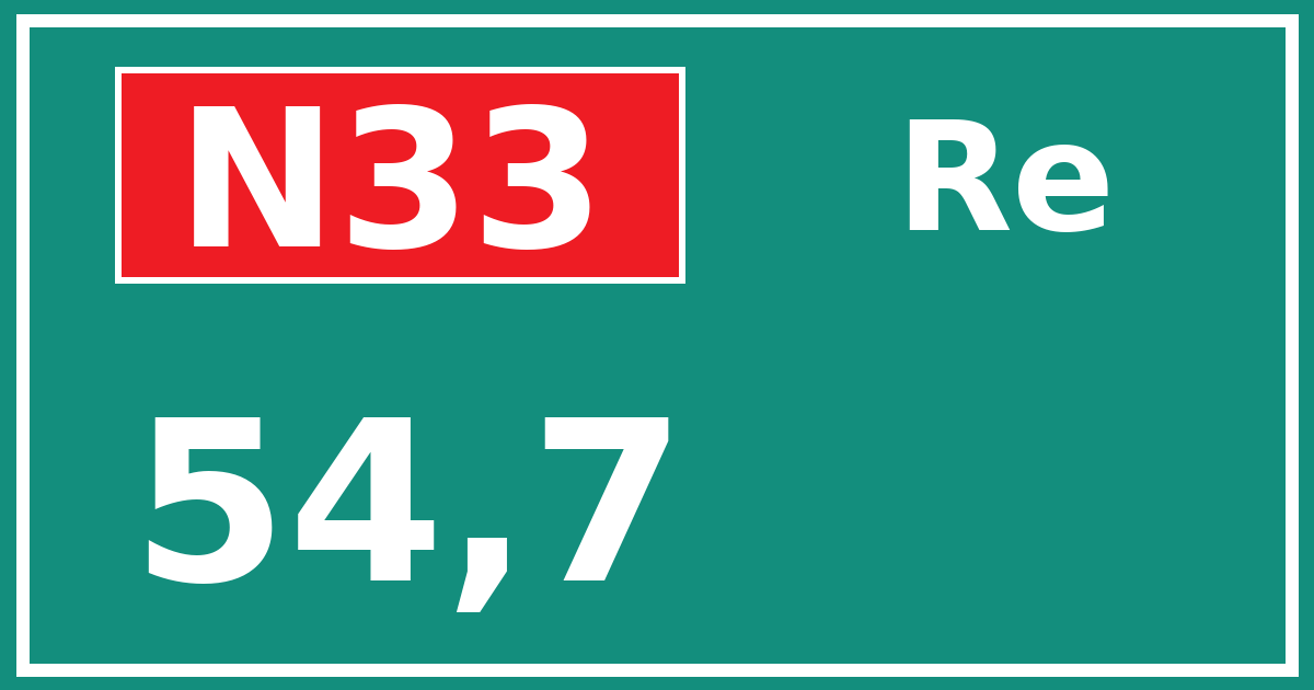 Hectometerbord N33 54,7 zijde Re