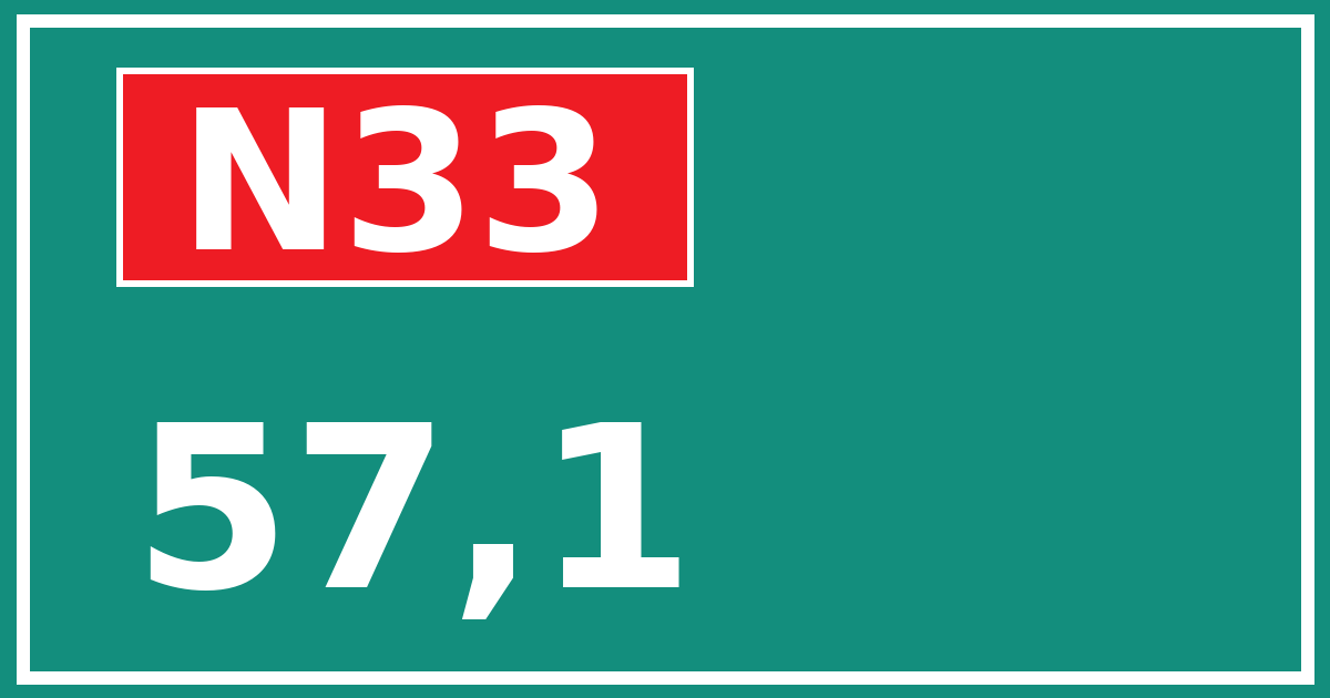 Hectometerbord N33 57,1