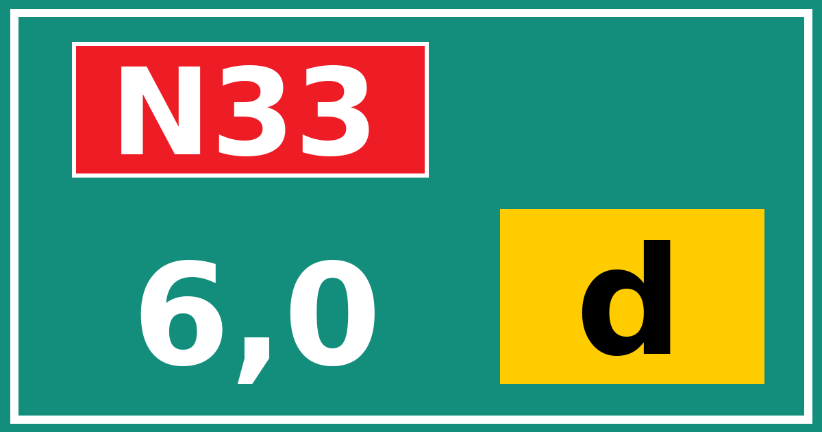 Hectometerbord N33 6,0 letter d