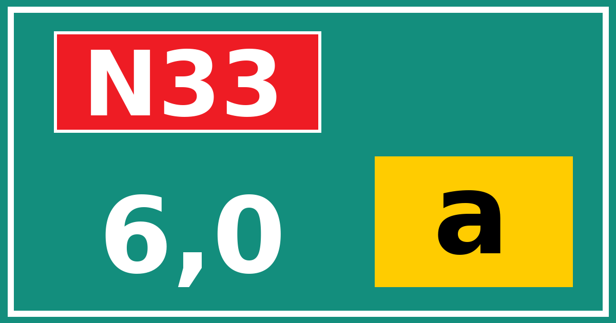 Hectometerbord N33 6,0 letter a