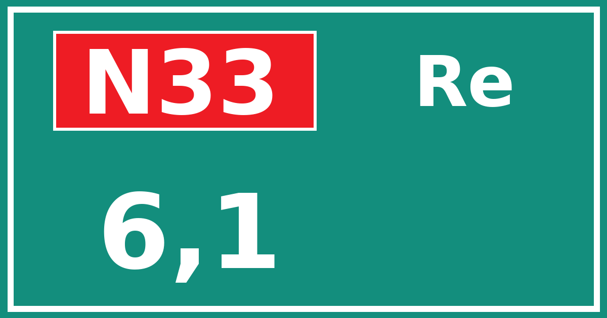 Hectometerbord N33 6,1 zijde Re