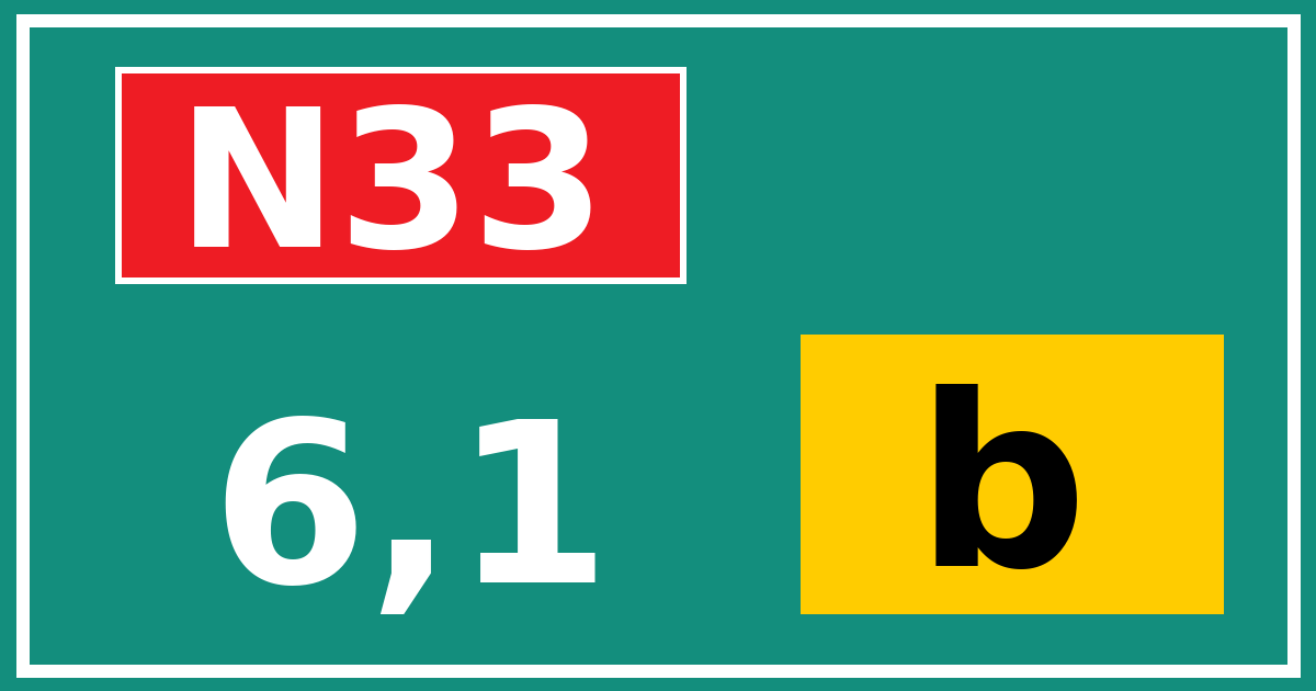 Hectometerbord N33 6,1 letter b