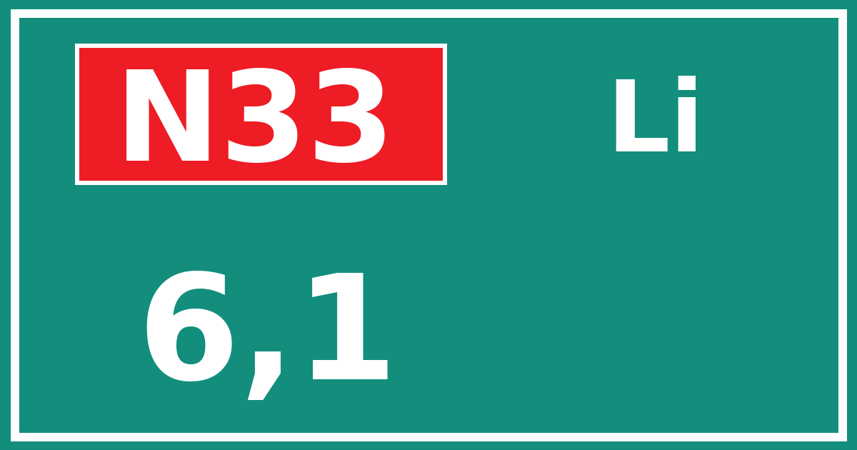 Hectometerbord N33 6,1 zijde Li
