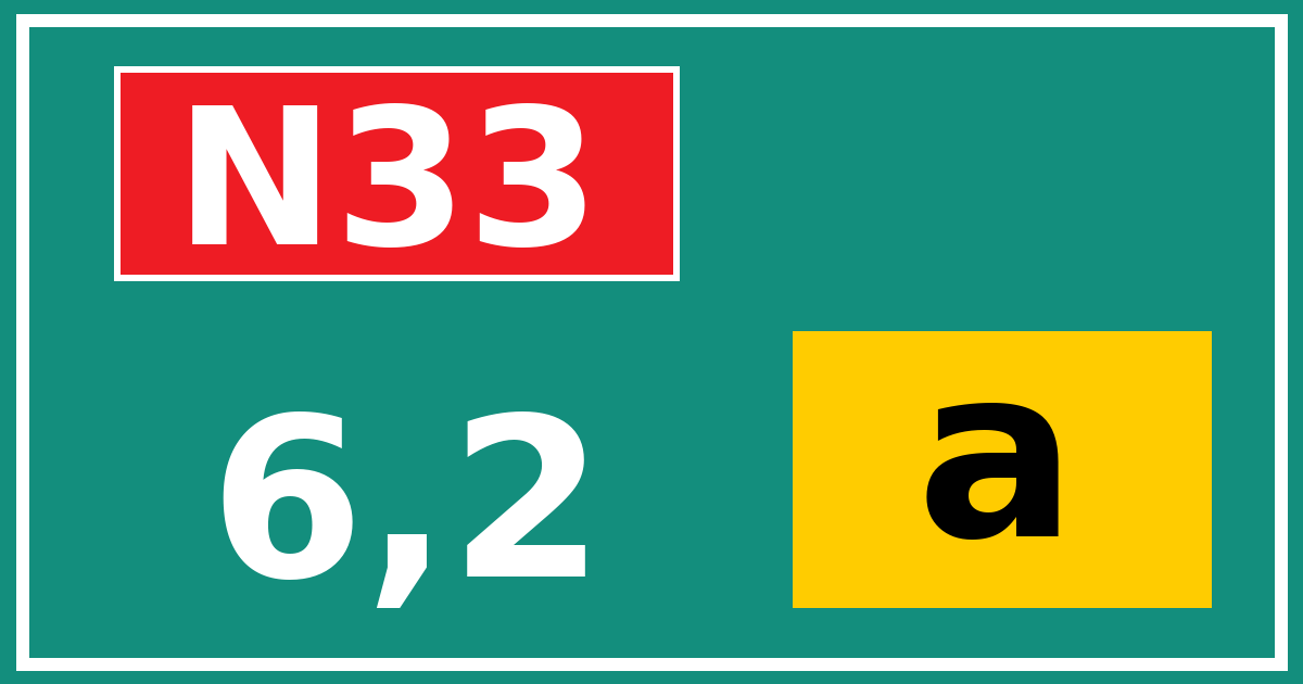 Hectometerbord N33 6,2 letter a
