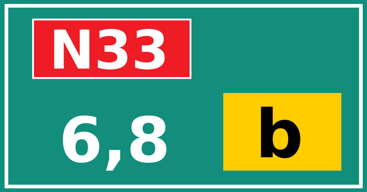 Hectometerbord N33 6,8 letter b