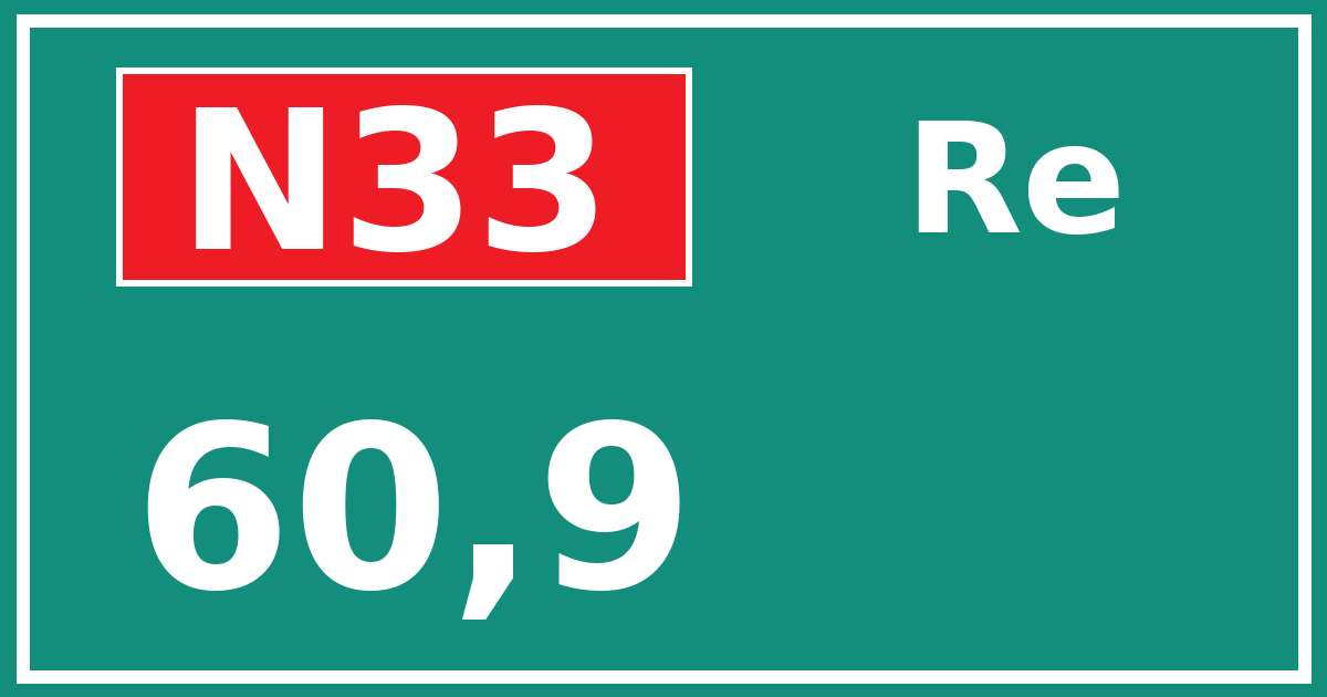 Hectometerbord N33 60,9 zijde Re