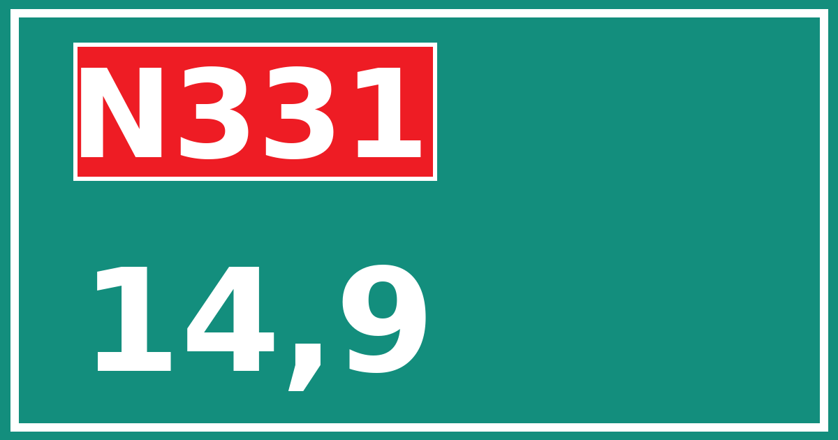 Hectometerbord N331 14,9