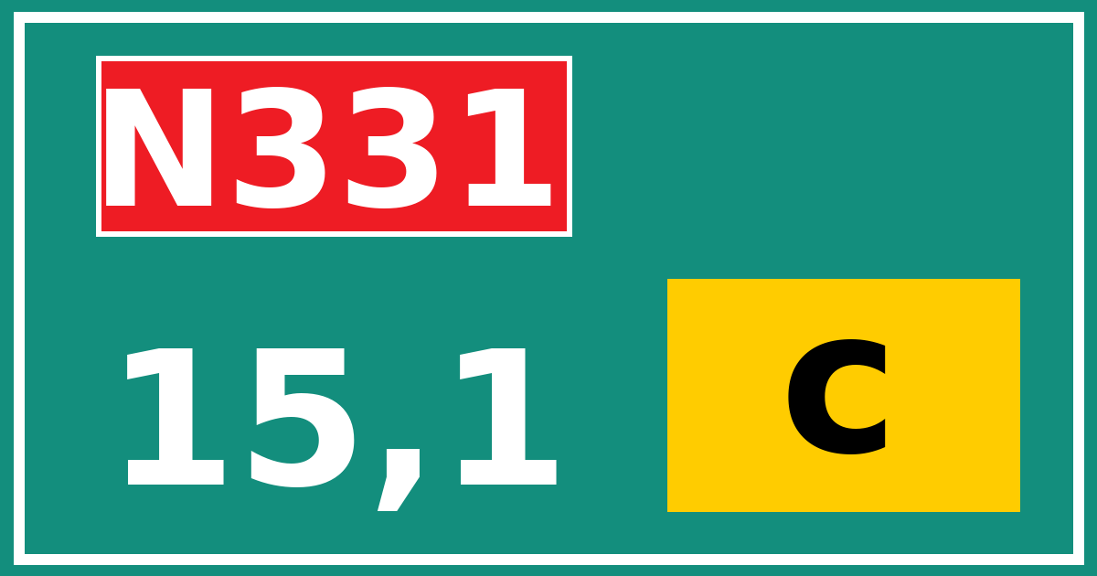 Hectometerbord N331 15,1 letter c